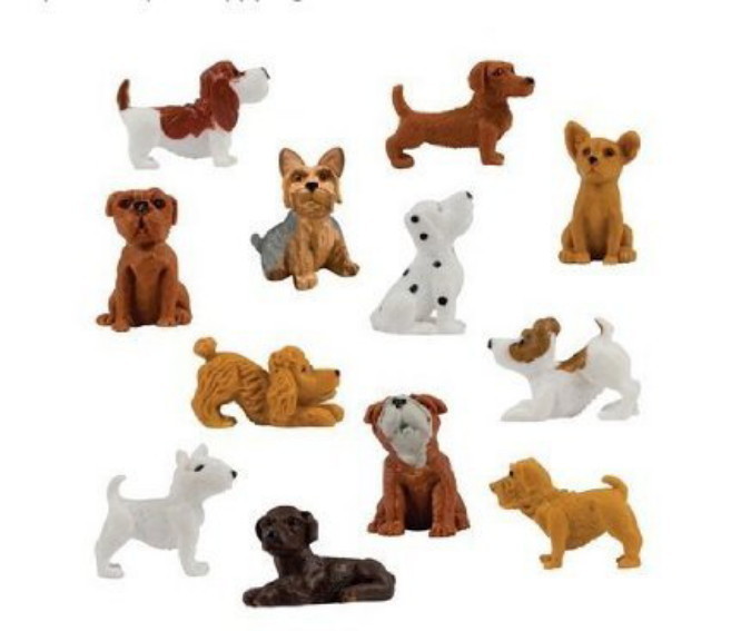 36 ADOPT A PUPPY SMALL FIGURES CUPCAKE TOPPERS PARTY FAVORS GOODY BAGS TREAT BOX