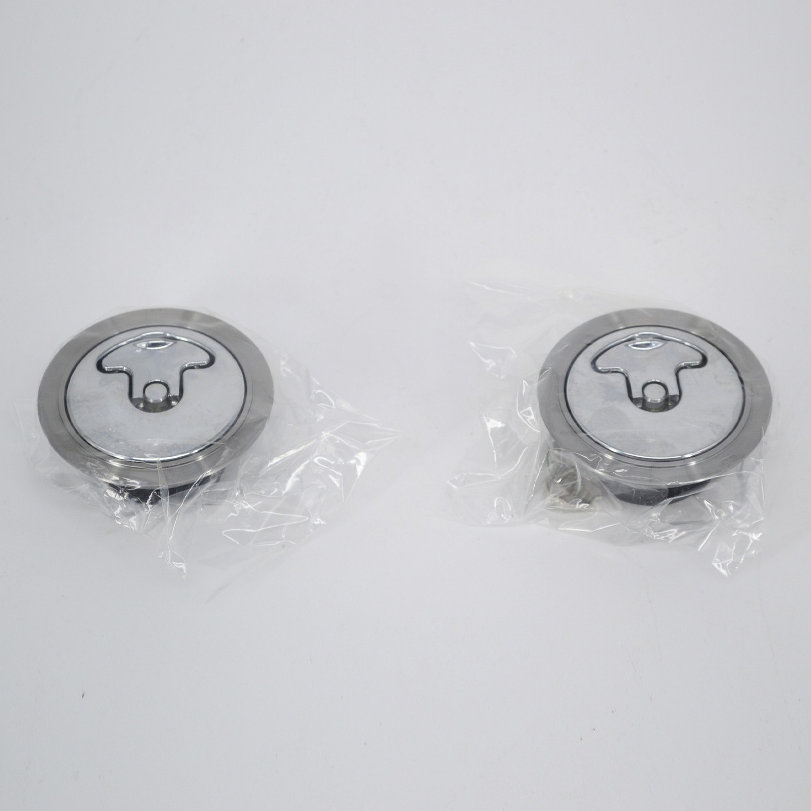 Pair Chrome Gas Caps Aircraft-Style Weld-In Locking Vented & Non-vented Set