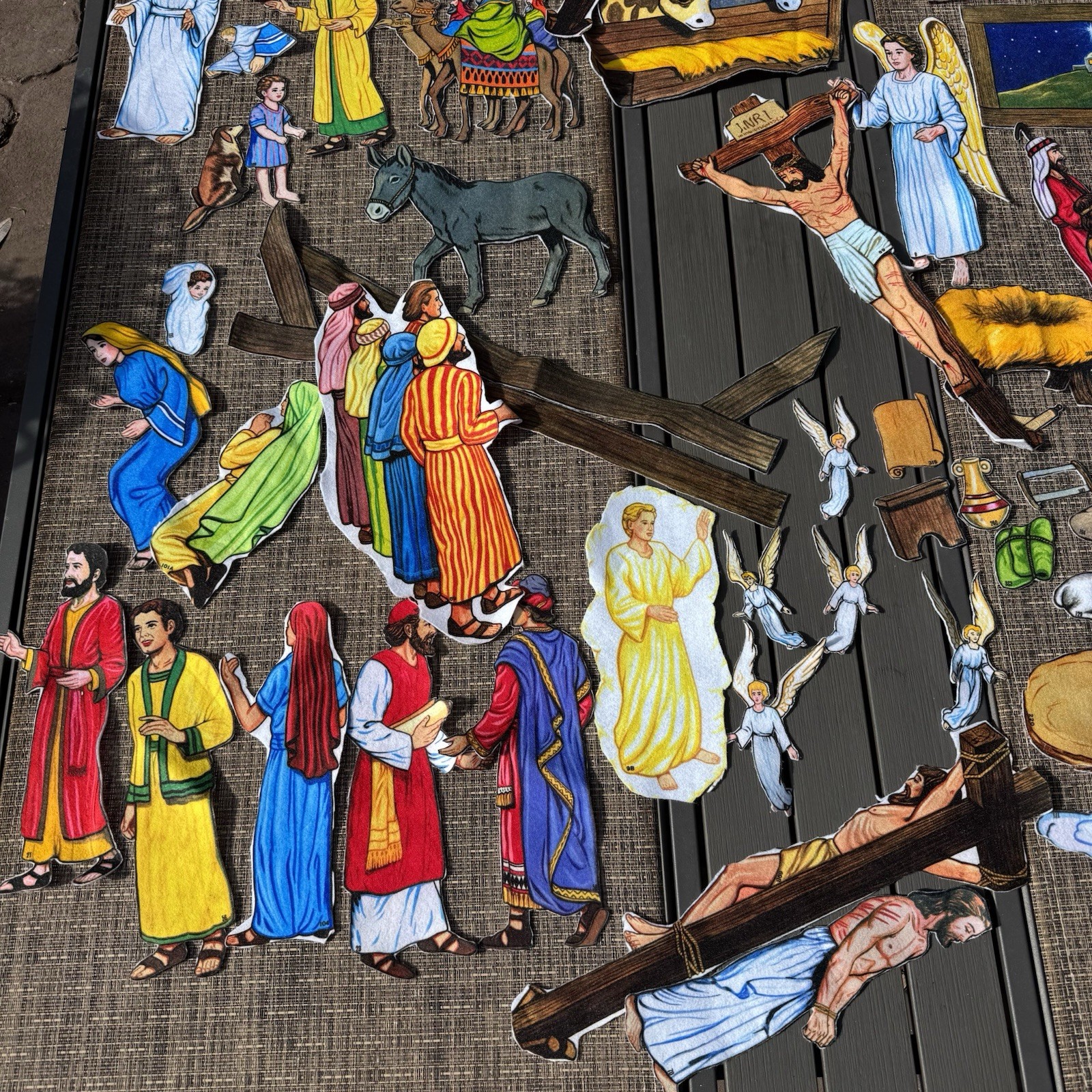 Vtg Flannelgraph Set Story Of Jesus 66 Felt Figures Plus Manual Bible Homeschool