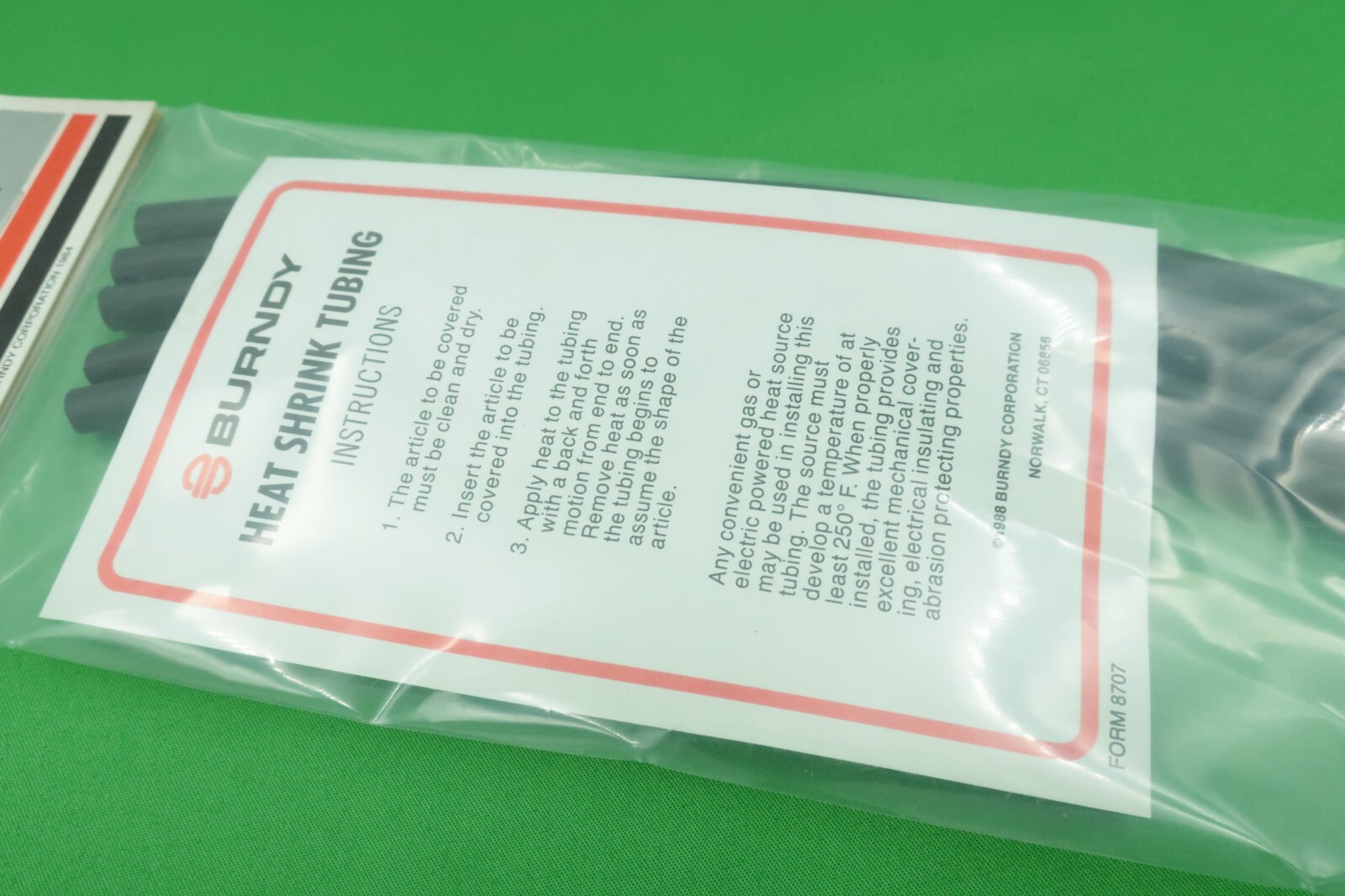 Burndy RK 170-2 Heat Shrink Tube 12" Long 1/4" Diameter Quatity of 25 NOS USA