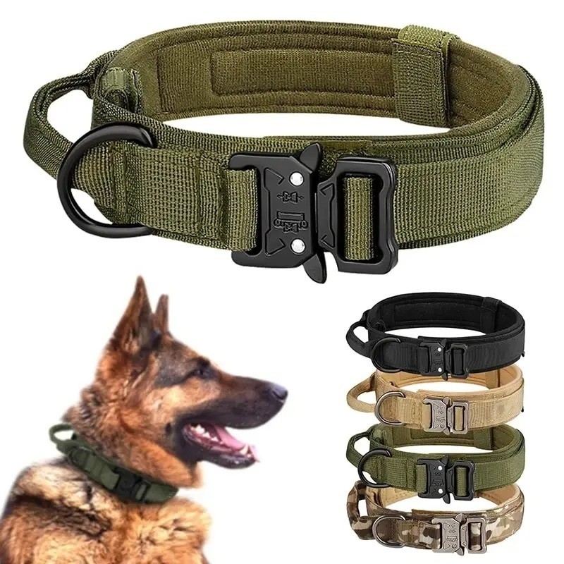 2''Wide Tactical Heavy Duty Nylon Large Dog Collar K9 Military With Metal Buckle