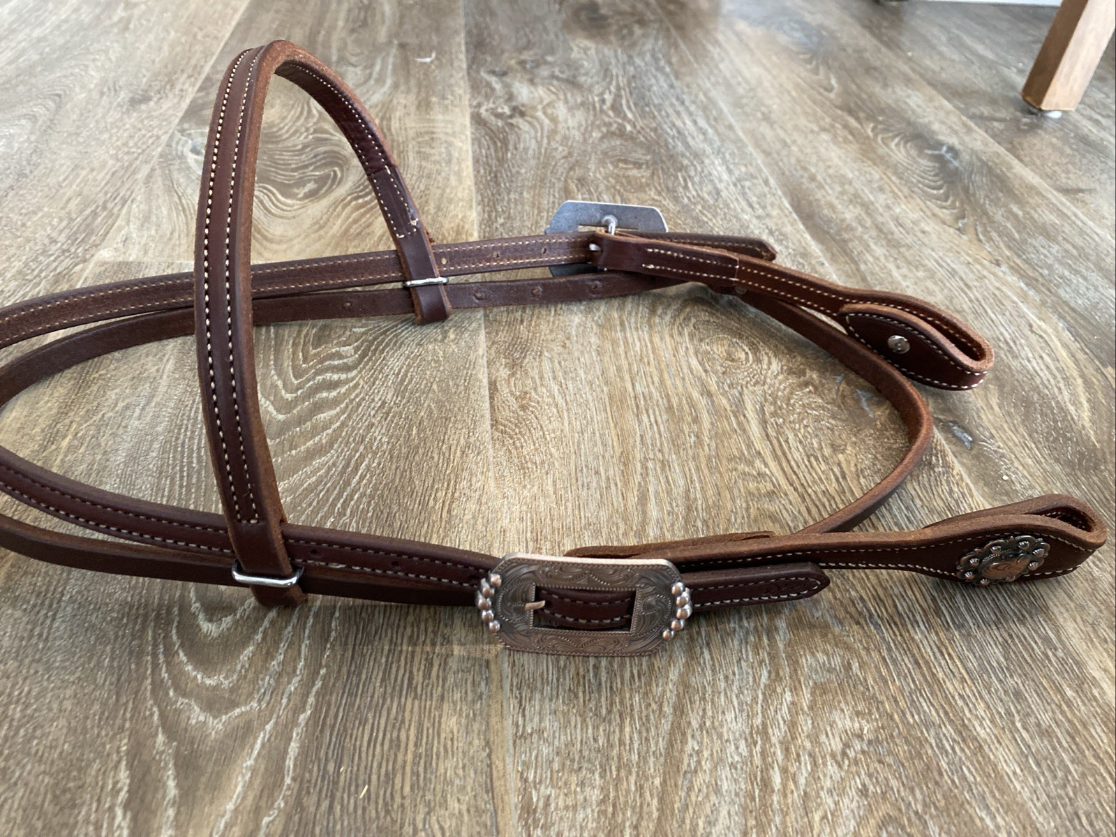Beautiful Browband Headstall With Copper Buckles And Concho Ends