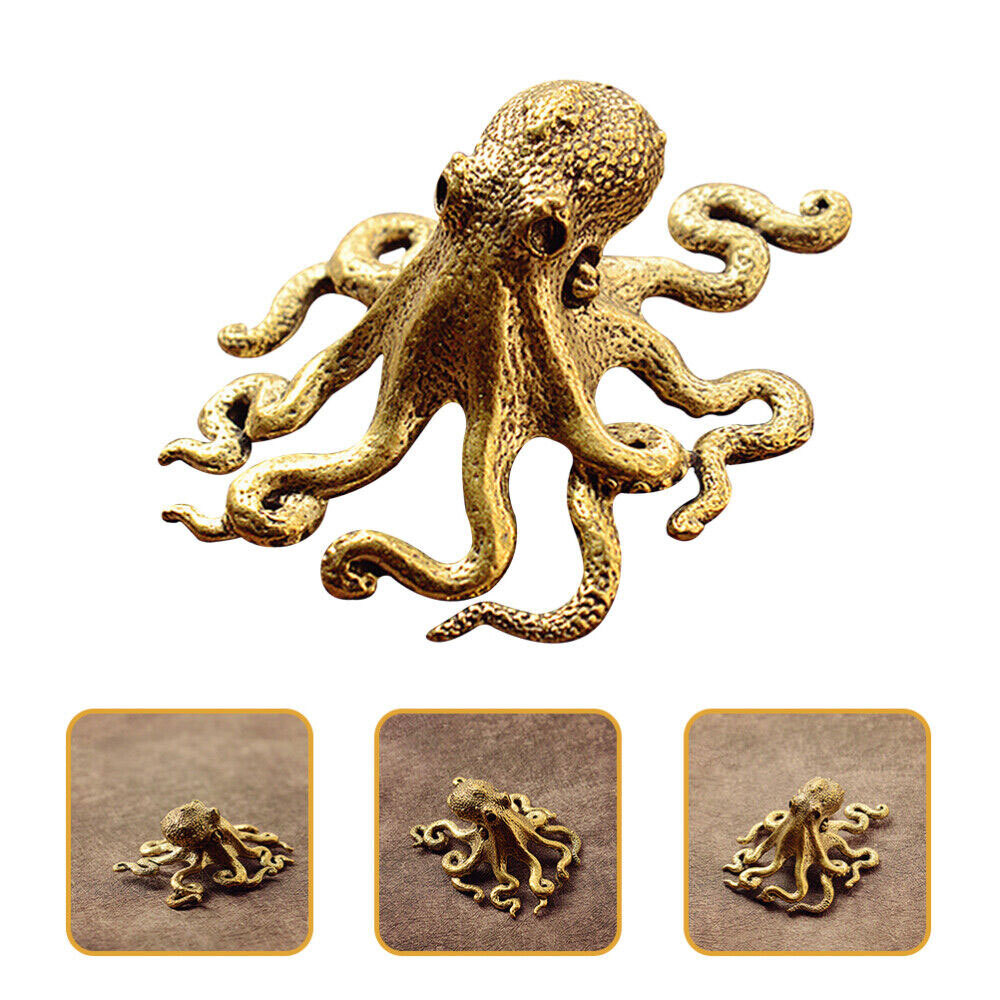 Brass Octopus Sculpture Wild Sea Life Figurine Housewarming Gift Decoration USA
