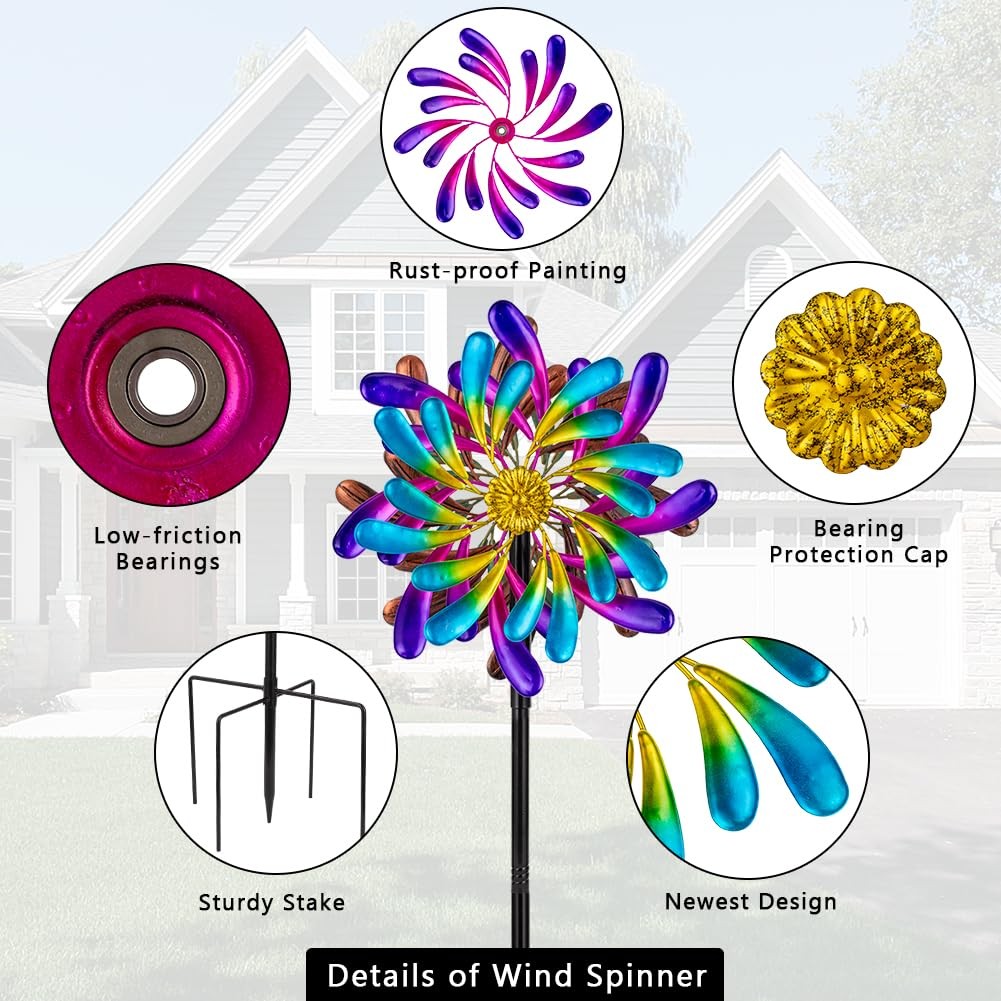 Stargarden Kinetic Wind Spinners Outdoor, 13.2 x 66 Inches Wind Spinner, Metal W