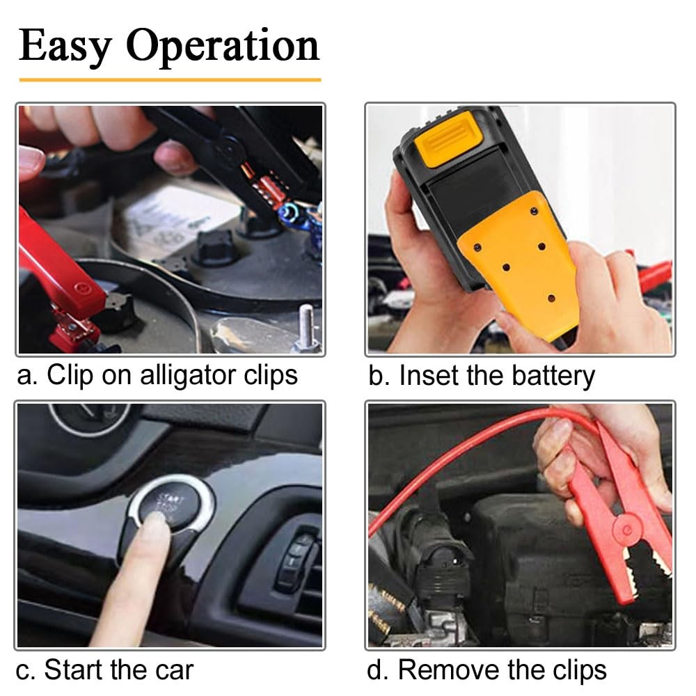 Jumper Cables with Adapter Compatible with Dewalt 20V Battery, 1.3FT 8AWG Por...