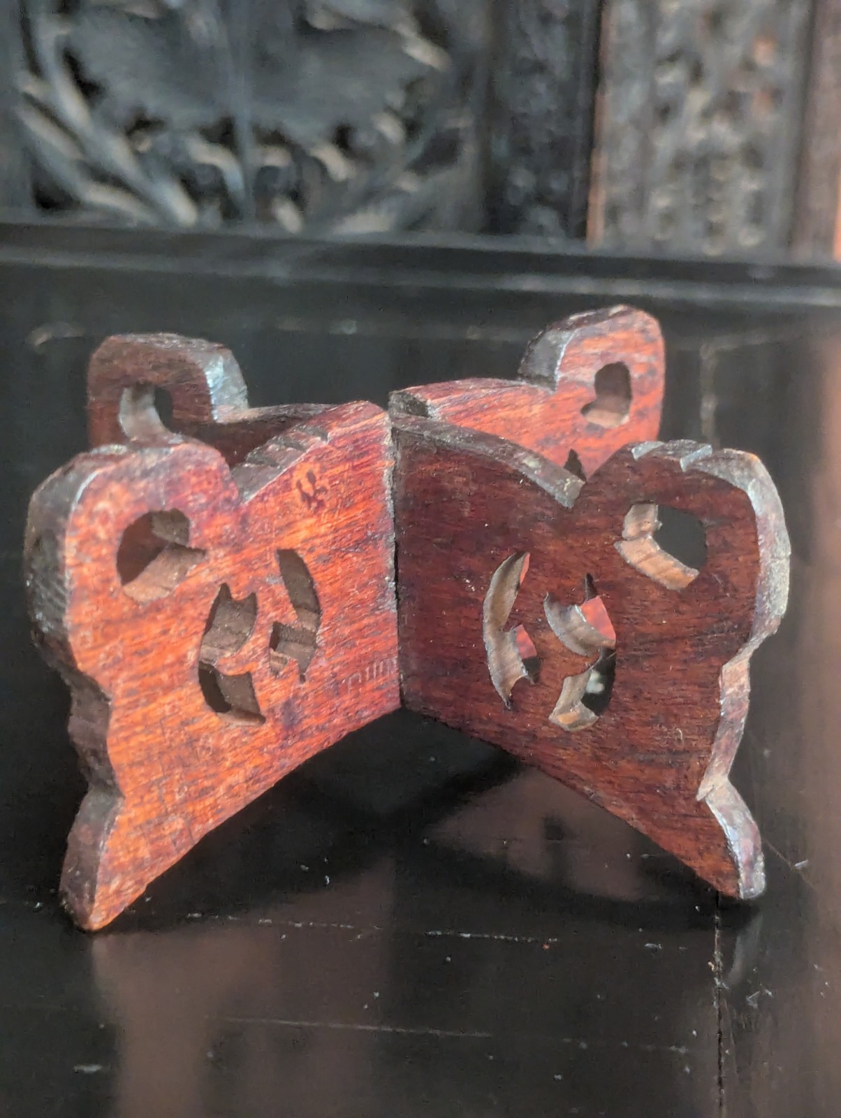 Vintage Chinese Carved Wooden Display Stand Vase Art Base Used