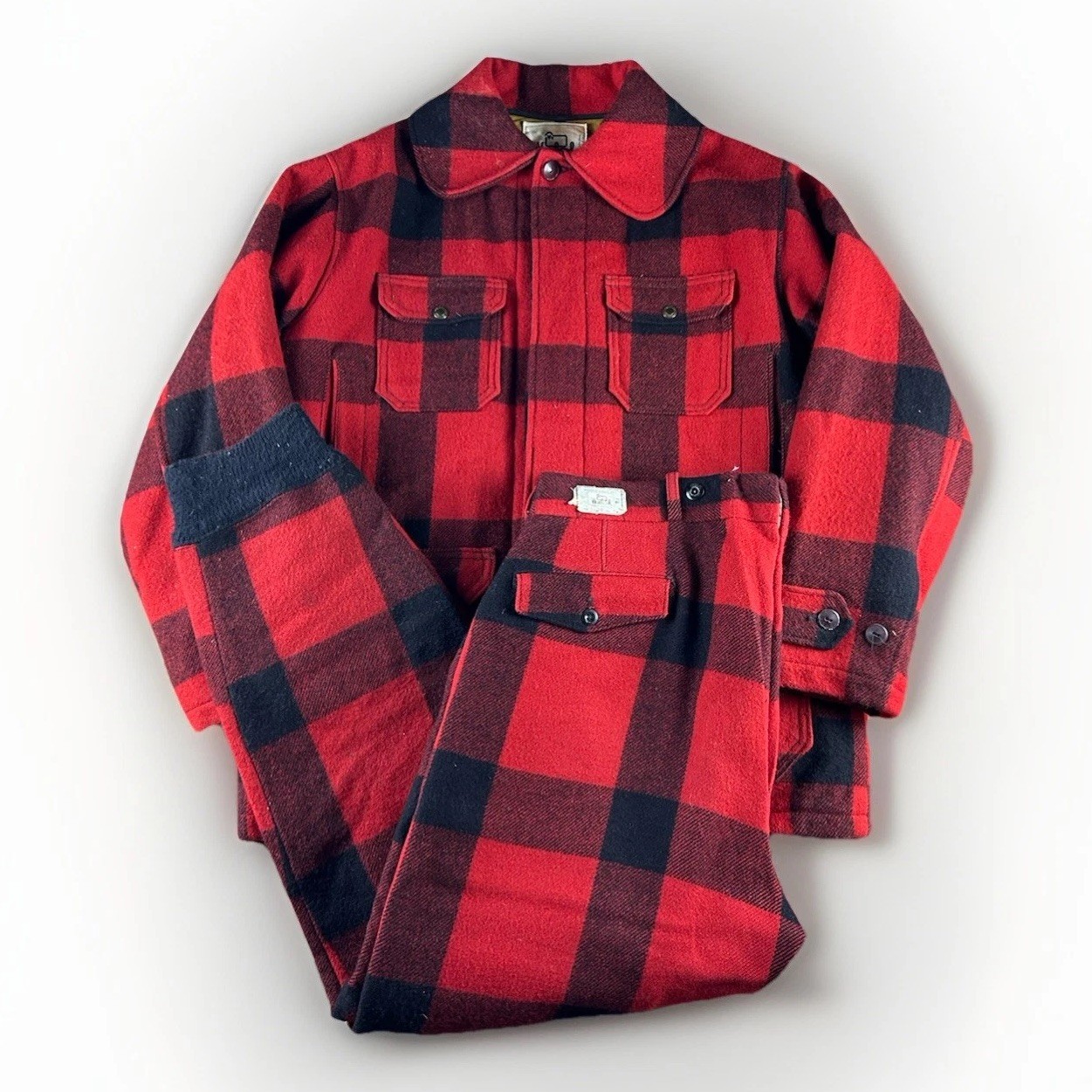 Vintage Woolrich Jacket Mens 40 Buffalo Plaid Mackinaw Wool Hunting & Pants NWT