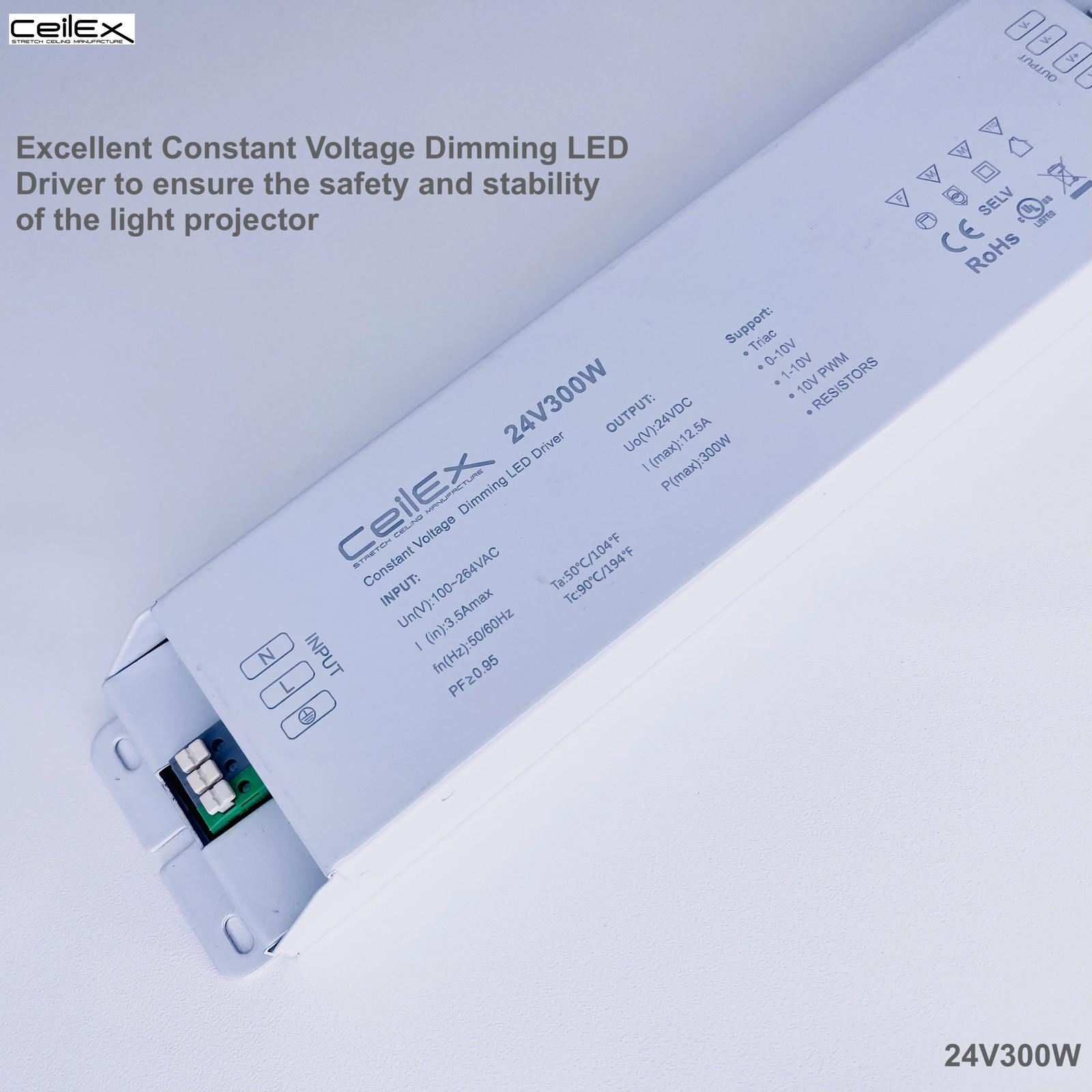 Dimmable TRIAC LED Driver 24V 300W IP20 Power Supply Transformer + UL Listed