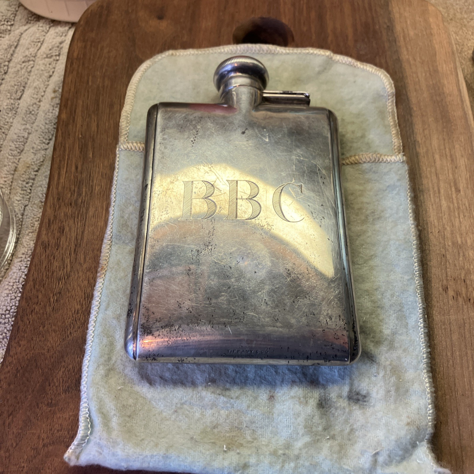 📈 Classic Vintage TIFFANY & CO Sterling Silver Flask “BBC” & “6-7-80” Engraved