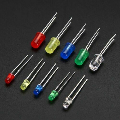 200Pcs 3mm 5mm LED Light White Yellow Red Blue Green Assortment Diodes Kit Box