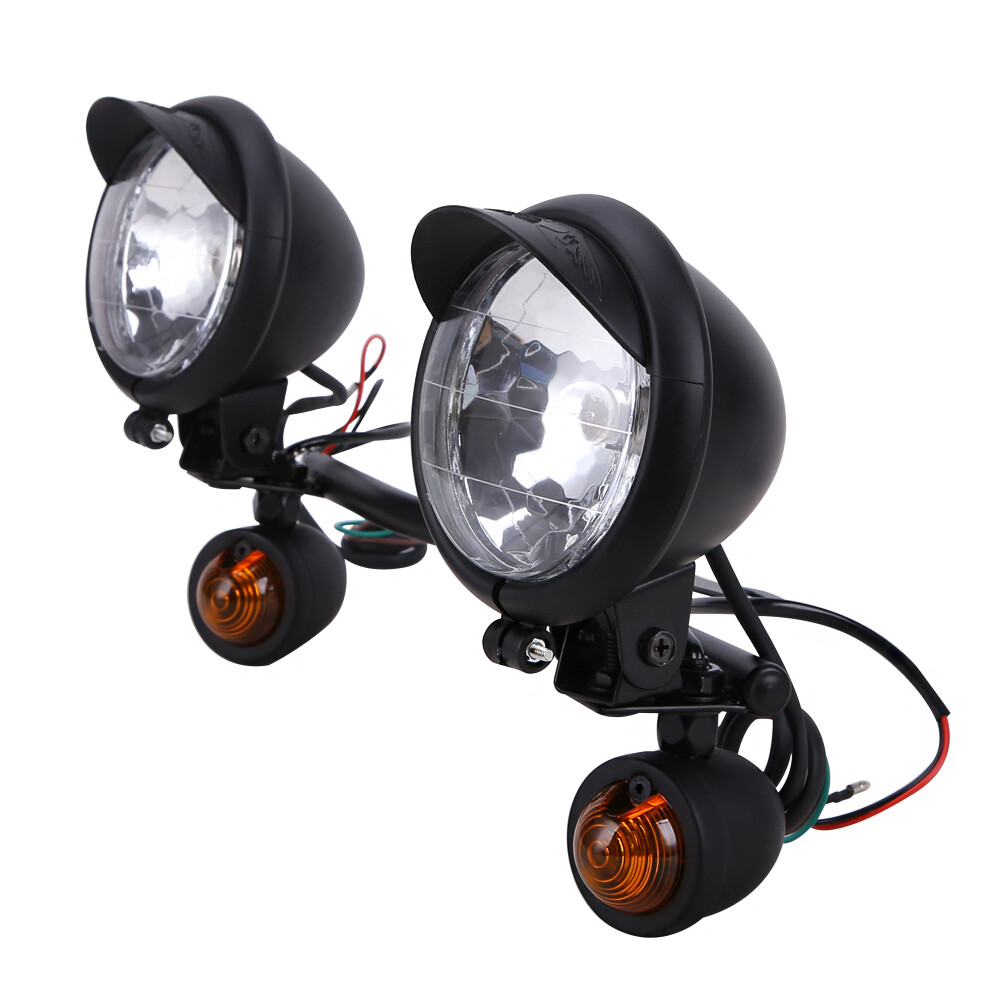 For Harley Softail FatBoy FLSTF Passing Spot Fog Light Bar W/ Turn Signals Lamp