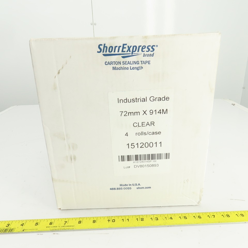 ShorrExpress 15120011 Carton Sealing Tape 72mm x 914m 1000YRD Clear 4 Rolls/Case