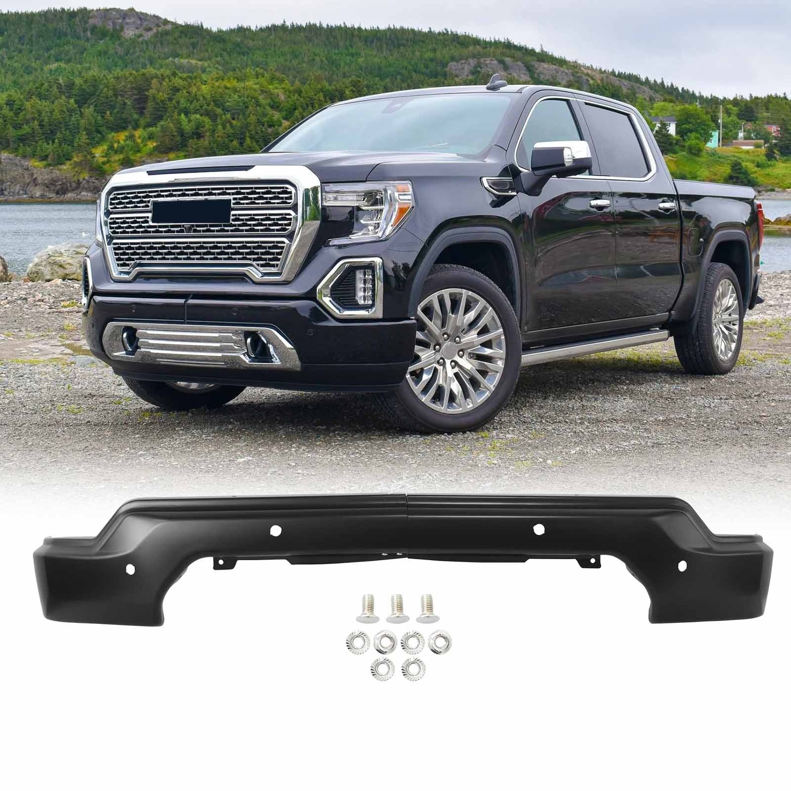 Front Bumper For 2019-2021 GMC Sierra 1500 Black With Sensor holes