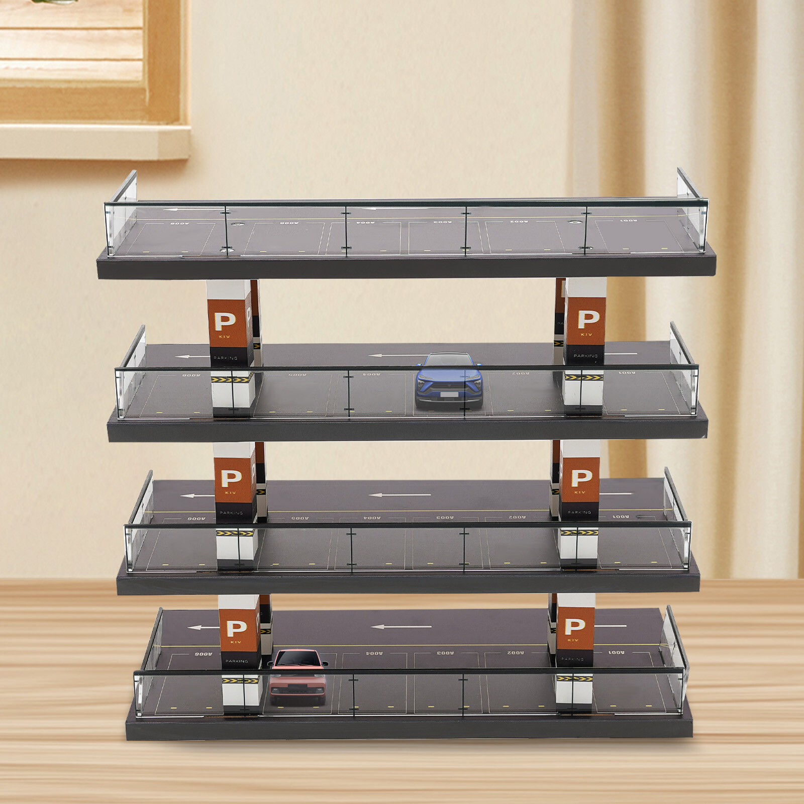 4-Story Diorama 1/64 Car Garage Model Parking Lot Backdrop Display Scene Model