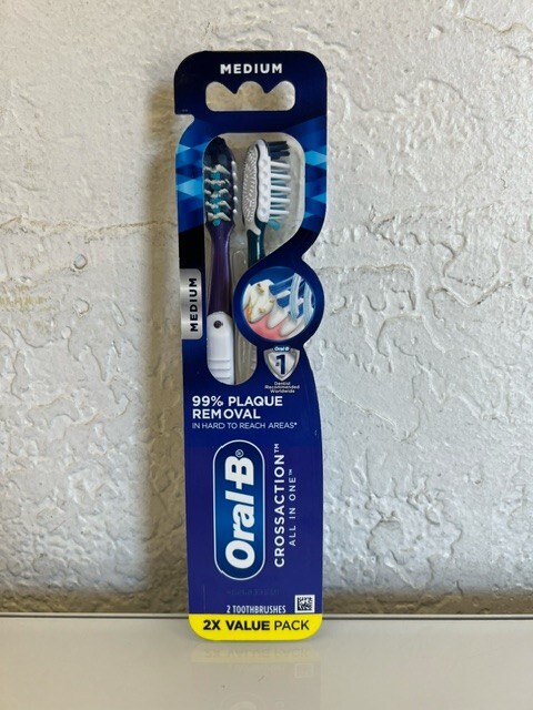 Oral-B CrossAction All In One Toothbrushes, Medium, 2 pack