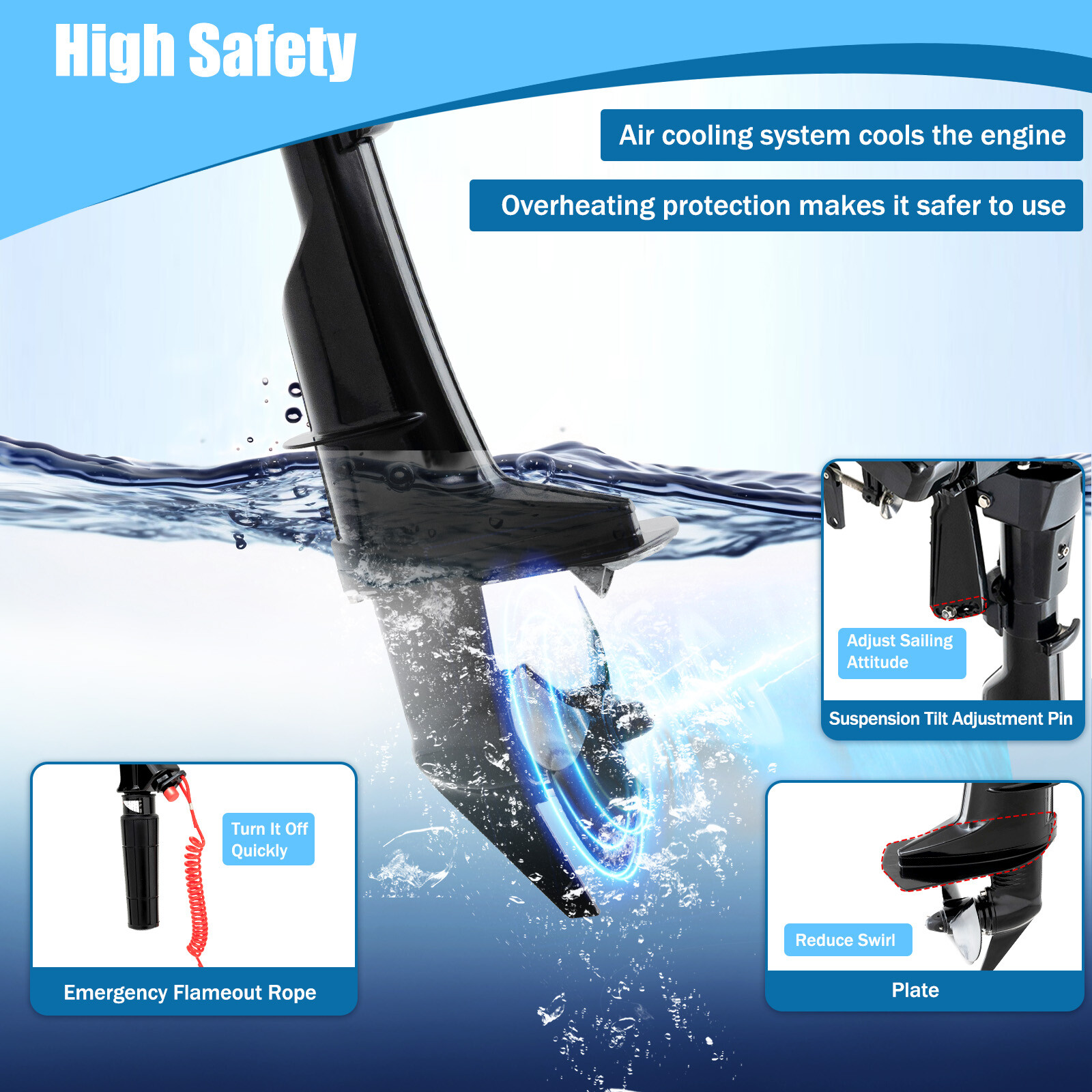 HANGKAI 6HP 4 Stroke Heavy Duty Outboard Motor Boat Engine Air Cooling System