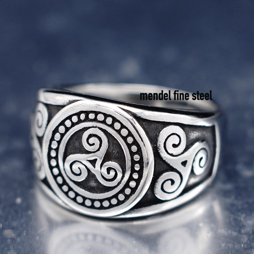 MENDEL Mens Celtic Irish Triskele Knot Symbol Ring Size 7 8 9 10 11 12 13 14 15