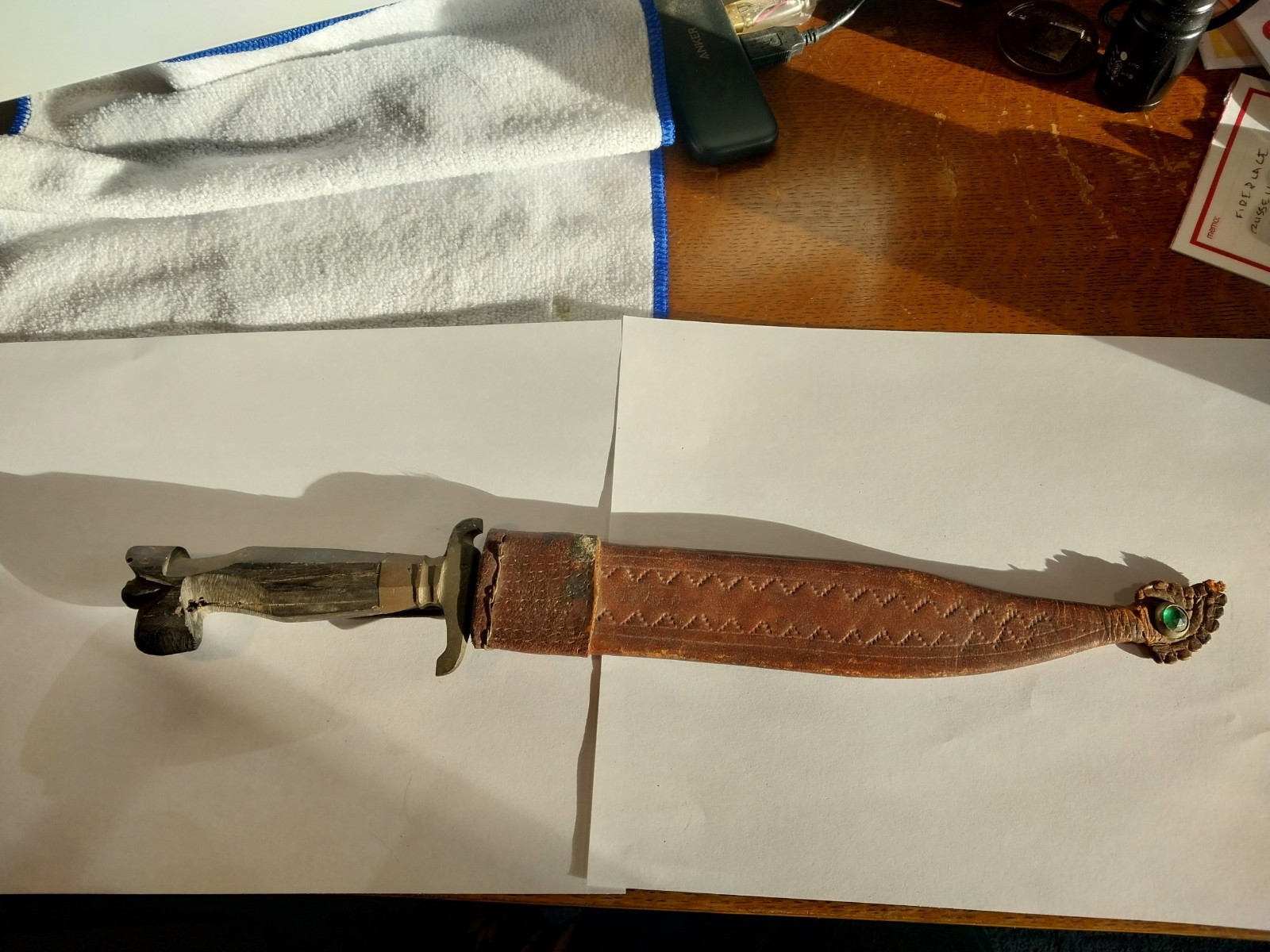 WWII Philippines Fighting Knife  and sheath  1945 great shape "Bowie"
