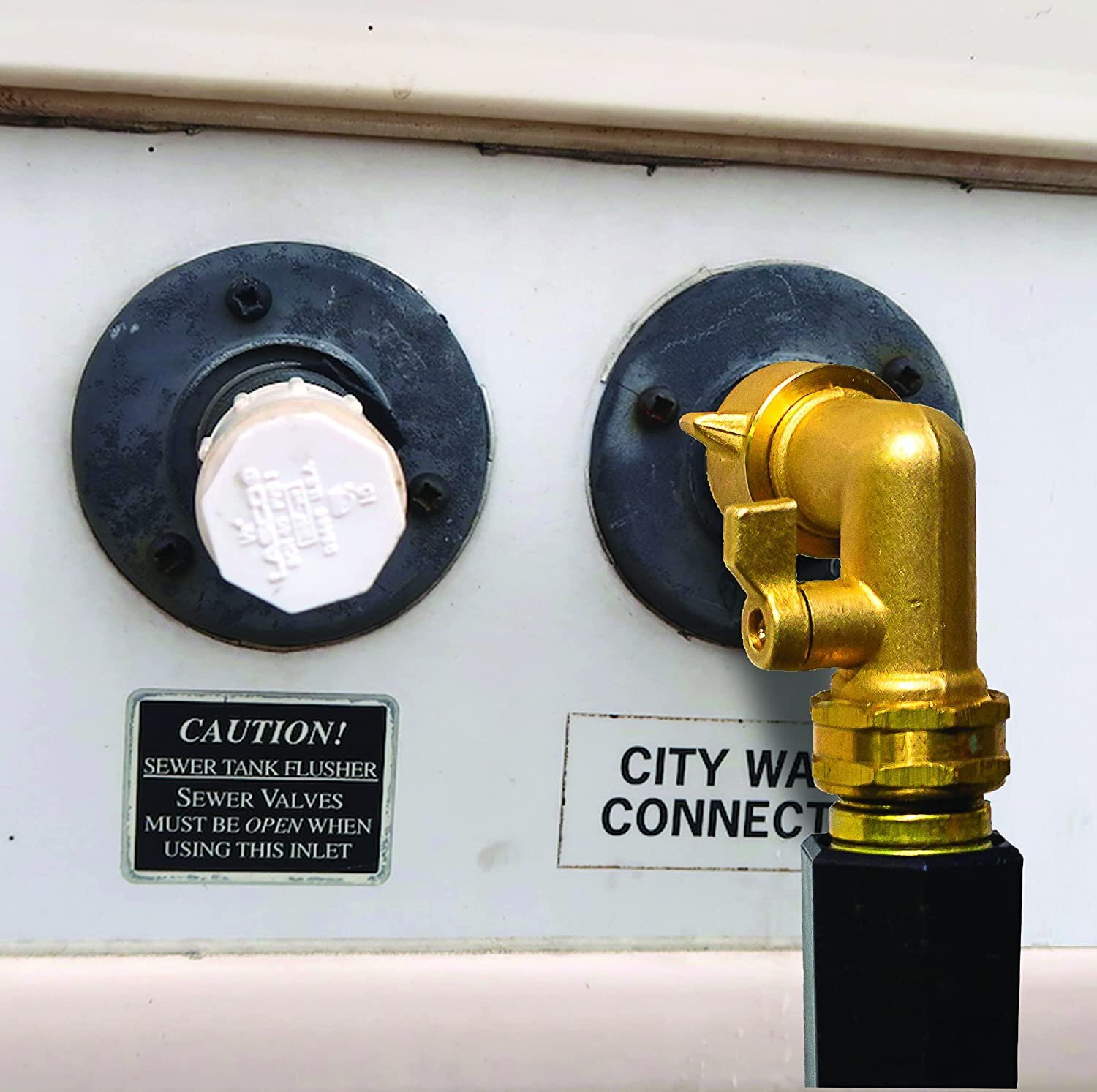 Morvat Brass 90 Degree Hose Elbow with ON/OFF Shutoff Valve