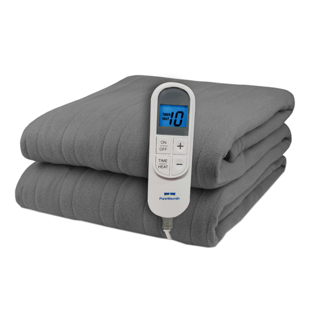 Pure Warmth Solid Flannel Electric Heated Warming Blanket
