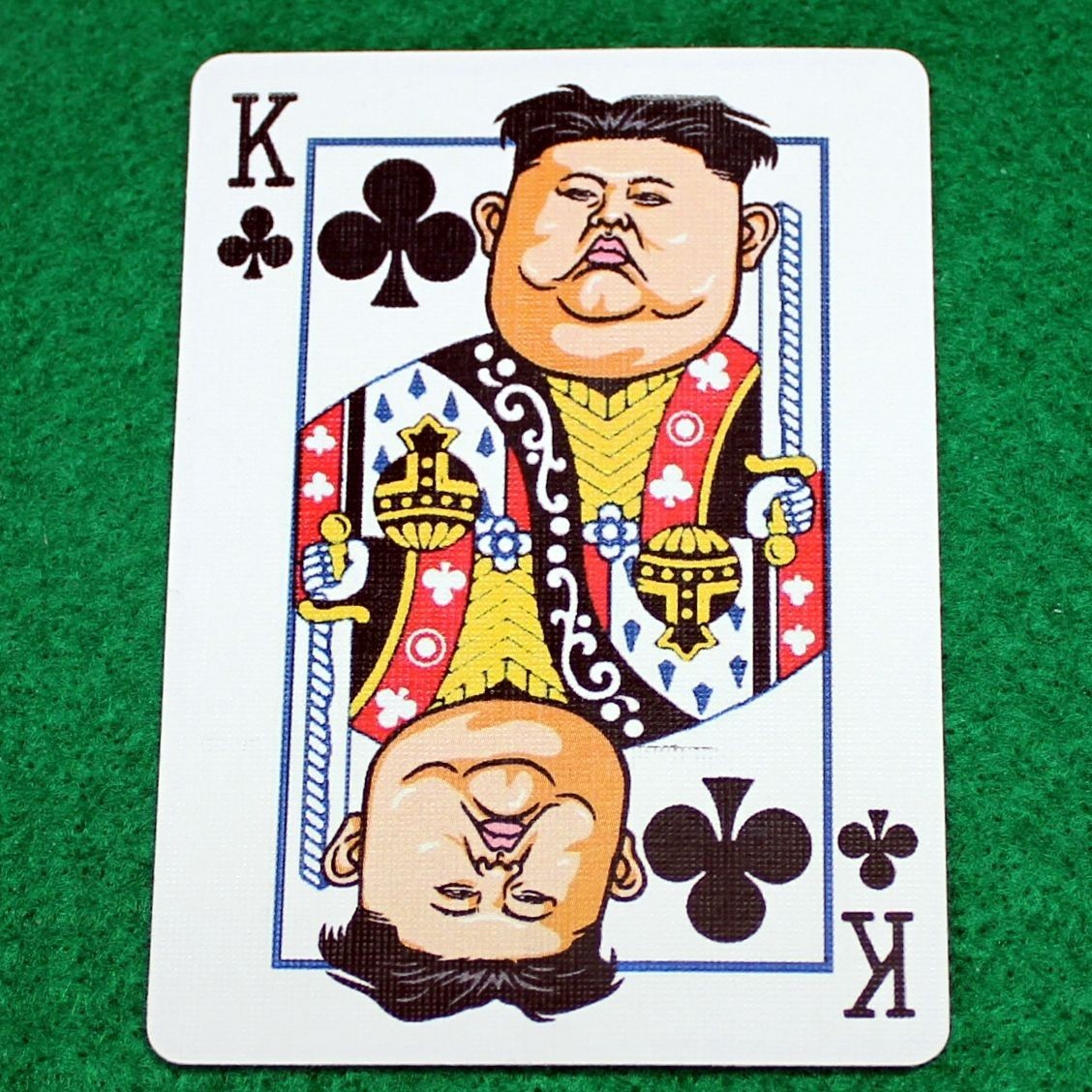 King of Clubs - Kim Jong Un, Bicycle Printed Gaff Card, Red