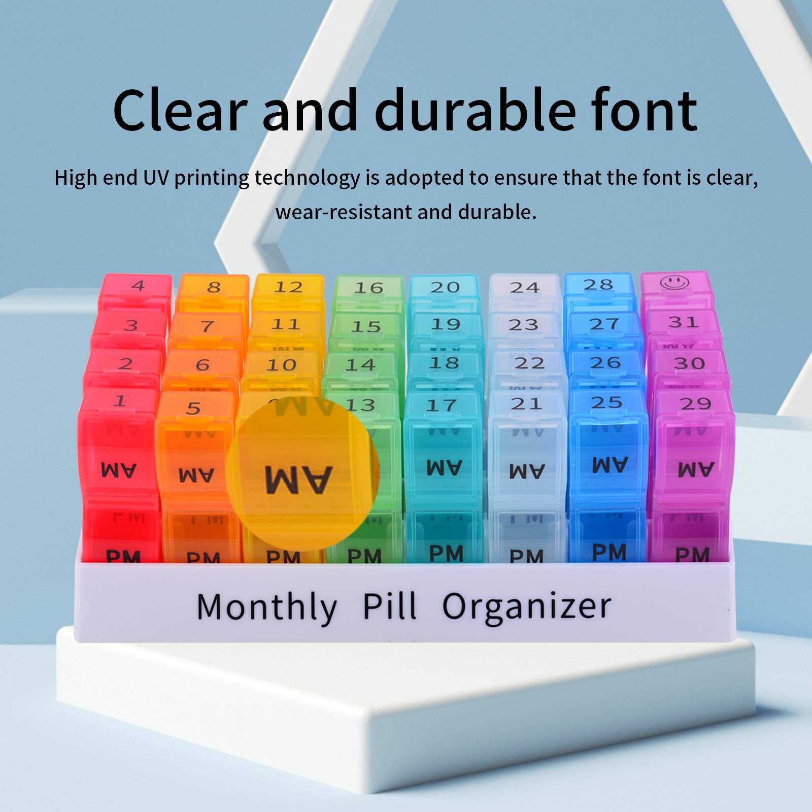 Monthly Pill Organizer 2 Times a Day, 30 Days Pill Box AM PM, 4 Week Pill Cases