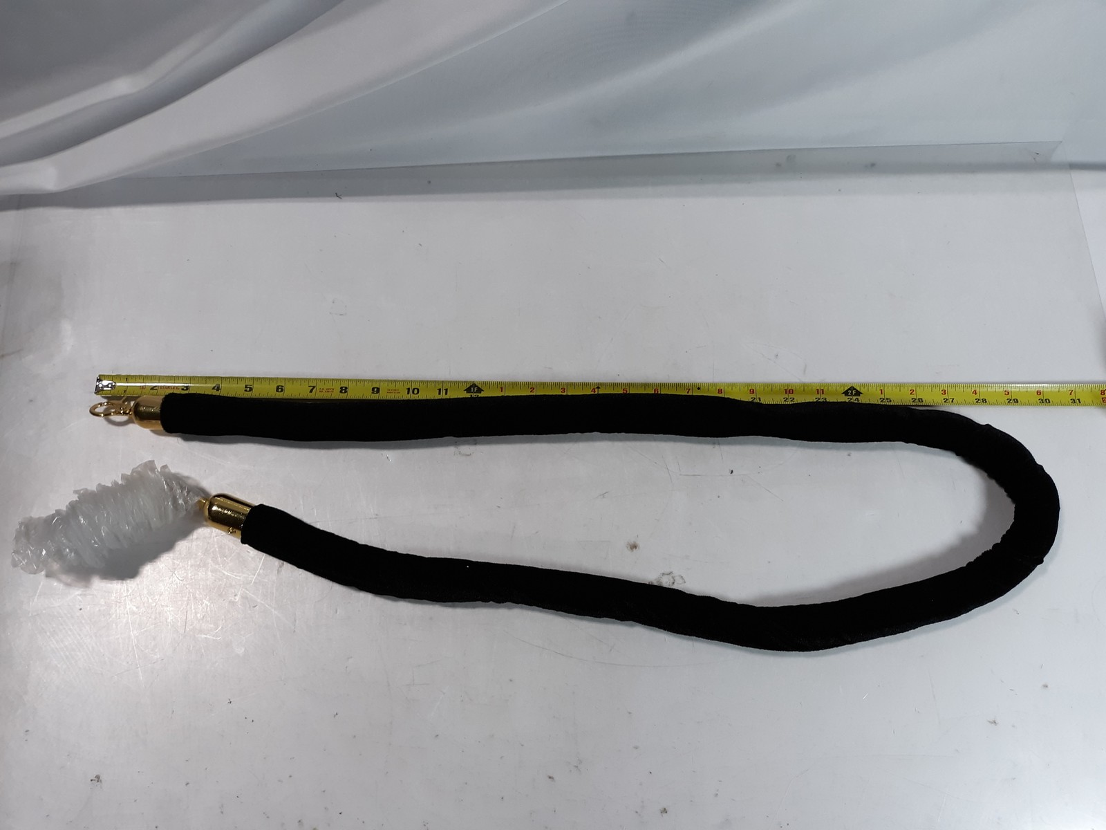 5ft Black Velvet Stanchion Rope Gold Clip Barrier Crowd Control - Lot of 6