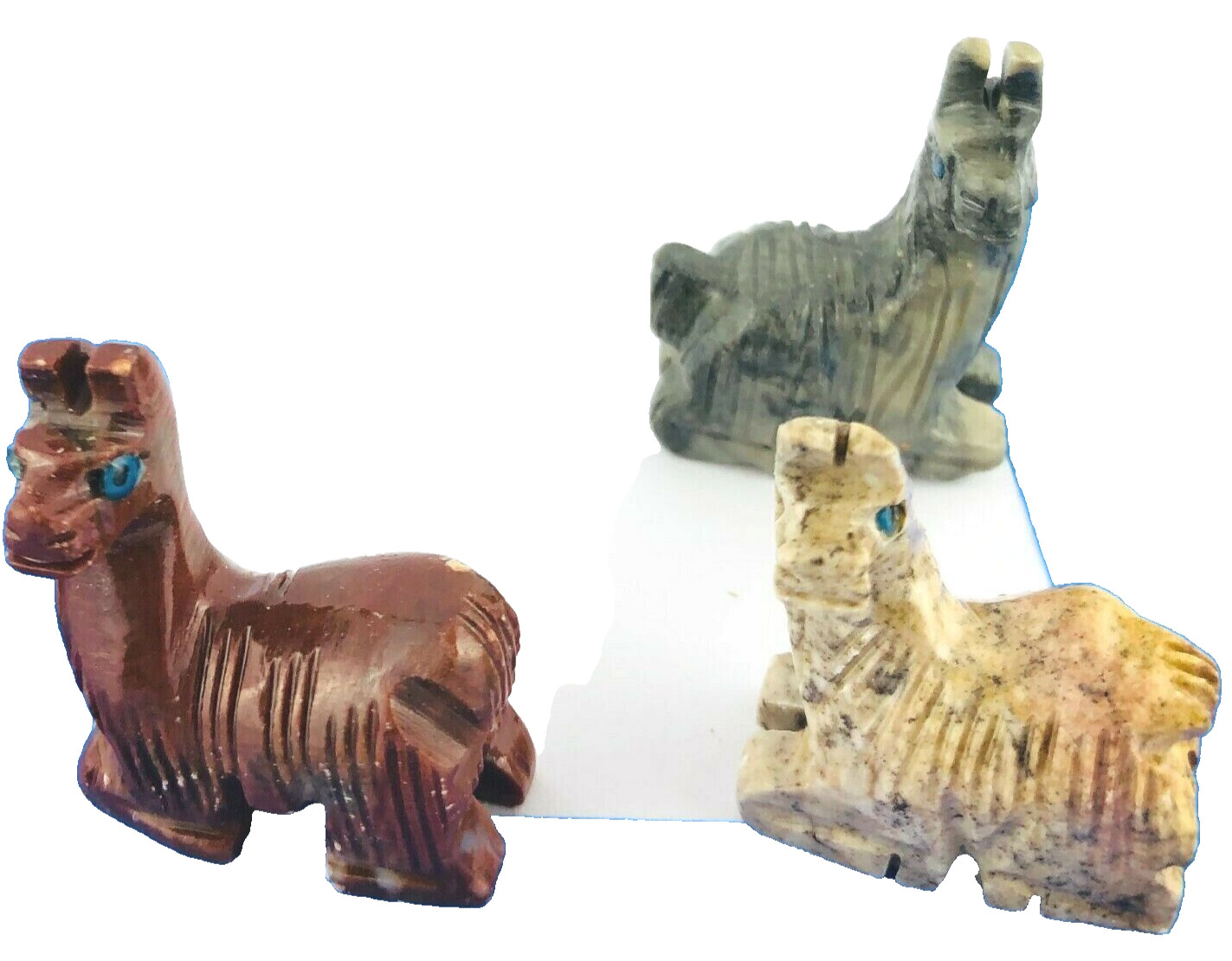 Peruvian Onyx Hand Carved Figurines Gemstone Llama Owl Animal Stone Carving Sets