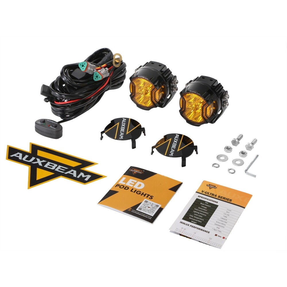 AUXBEAM 3"inch 108W Side Shooter LED Work Driving Light Spot Fog Pods Amber DRL