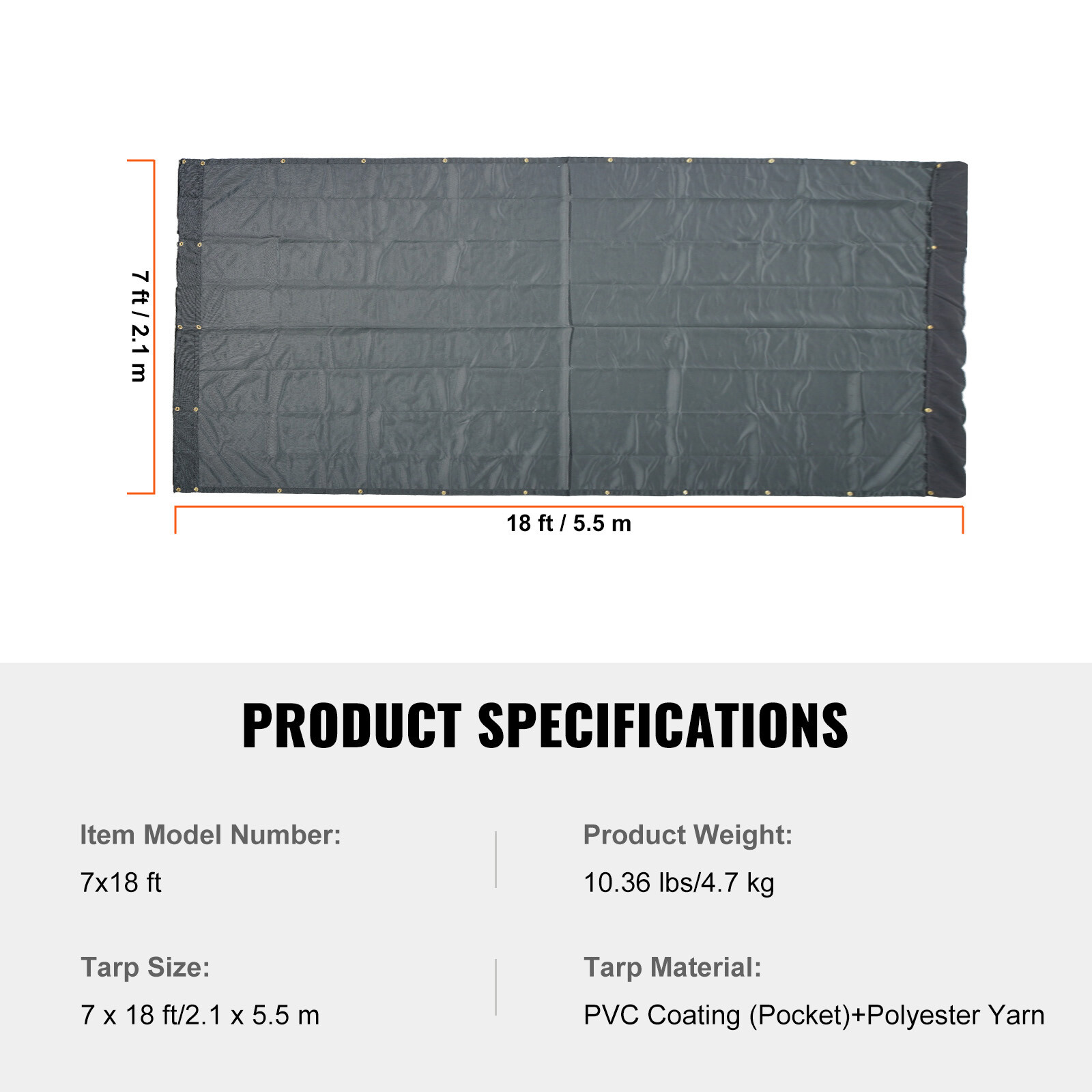 Dump Truck Tarp Mesh Tarp 7 x 18 ft PVC 18oz Double Pockets Trailer Shade