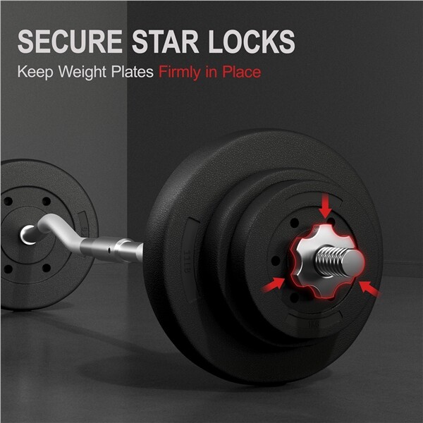 44lbs Weights Barbell Weight Set Weight Set for Home Gym Curl Bar with Weights