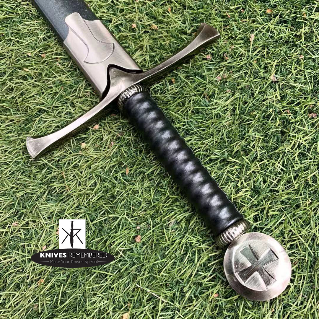 Crusader (Cross) Medieval Knight Arming Sword w/ Scabbard-CUSTOM ENGRAVED