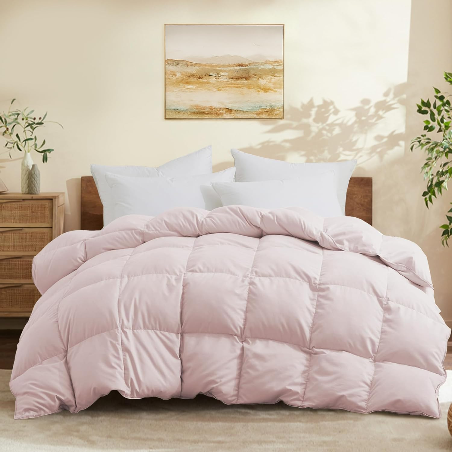 Queen Size down Comforter - All Season Ultra Soft Goose down & Feather Fiber Fil