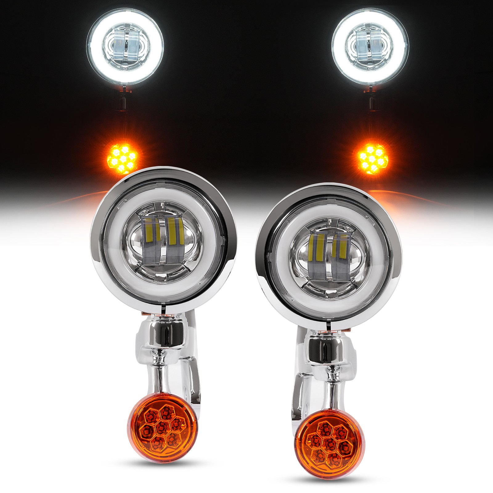 LED Fog Light Turn Signal Spot Bracket For Harley Electra Street Glide FLHX FLHR