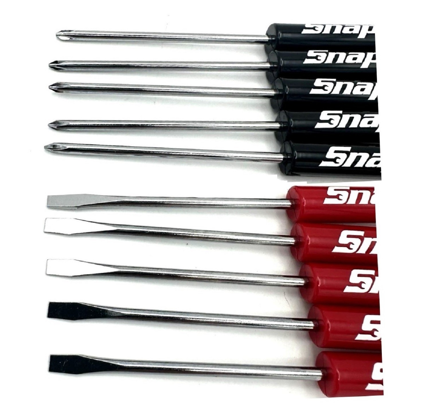 10 Snap on Pocket Screwdrivers FLAT & PHILLIPS TIP Screwdrivers, RED & BLACK NEW