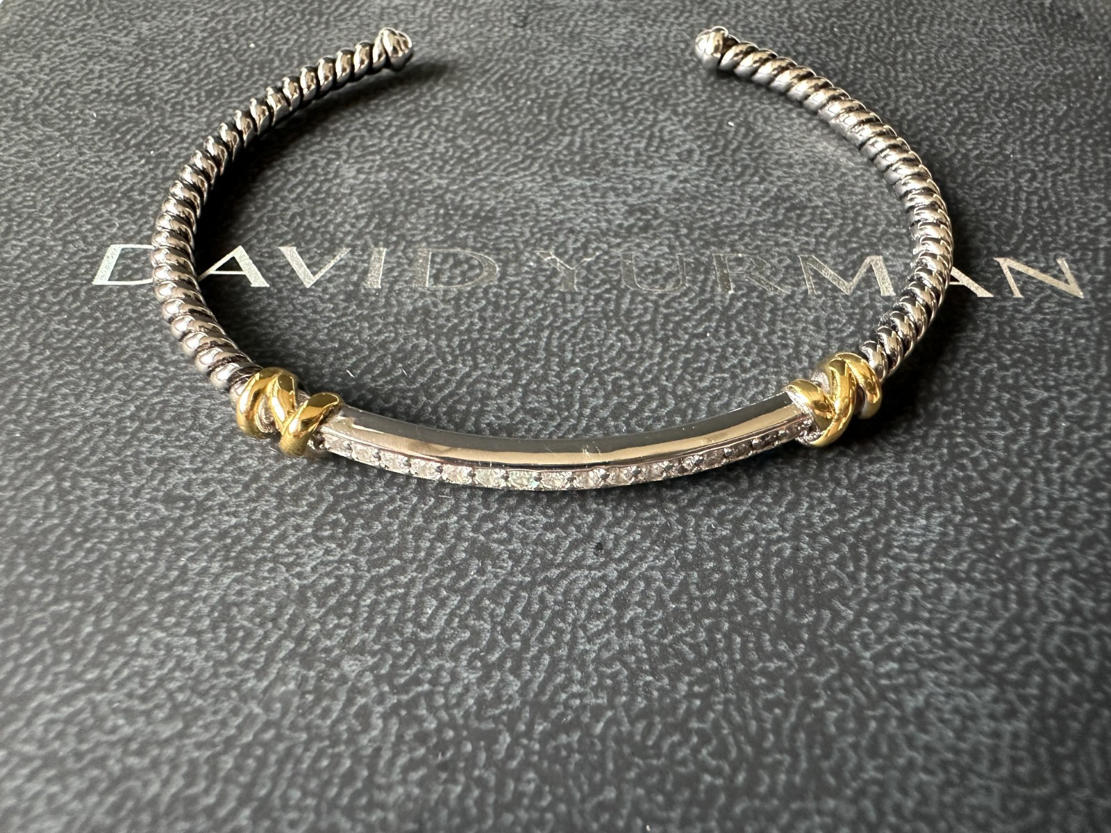 David Yurman Petite Helena Classic Cable Station Bracelet w/ 18K Gold Diamonds M