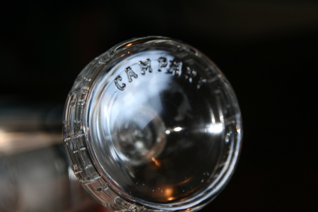 VINTAGE ALESSI GLASS AND STAINLESS COCKTAIL SHAKER, CAMPARI MATTEO THUN, 1980'S