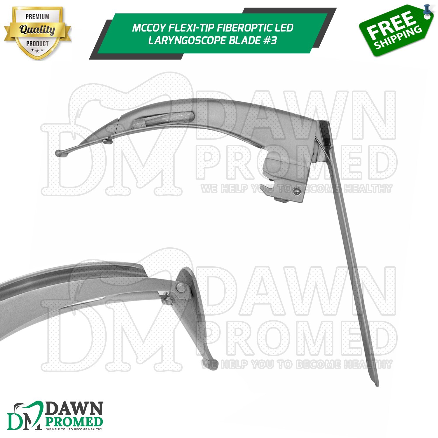 Mccoy Flexi-Tip Fiber Optic Led Laryngoscope Blade #3 German Grade