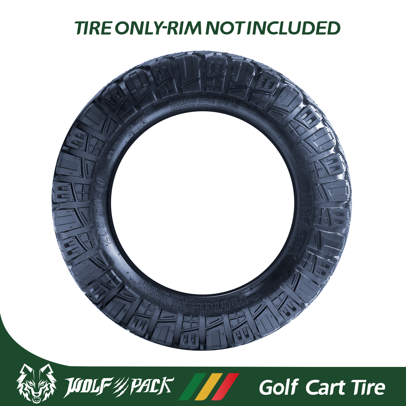 Set Four 205/50-10 Golf Cart Tires 4 ply All Terrain Low Profile Tire Tubeless
