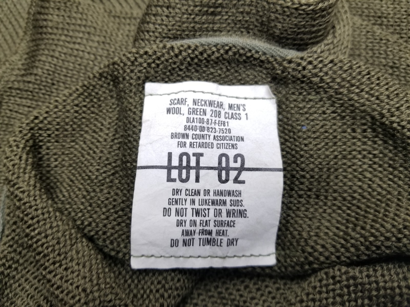 USGI Military 1980's Wool Tube Scarf 50" OG-208 Olive Drab 8440-00-823-7520 MINT