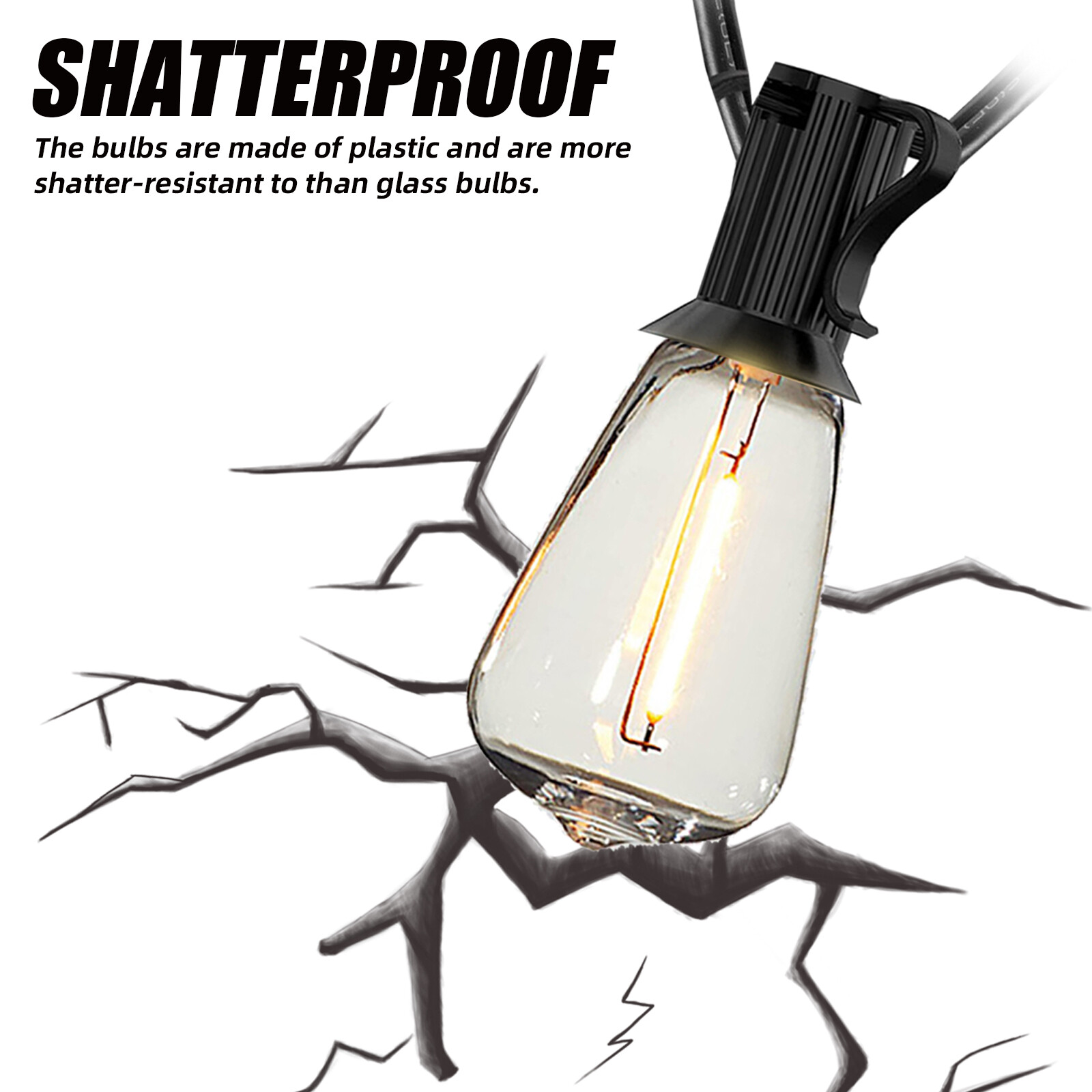 String Lights - 100 Feet LED Outdoor String Lights - Shatterproof, Waterproof