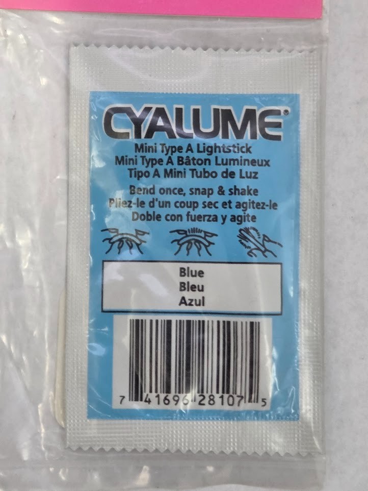 3 Cyalume Mini Type A Lightstick 4.5 mm 1 1/2" Night Lite Glow Sticks Fish Blue