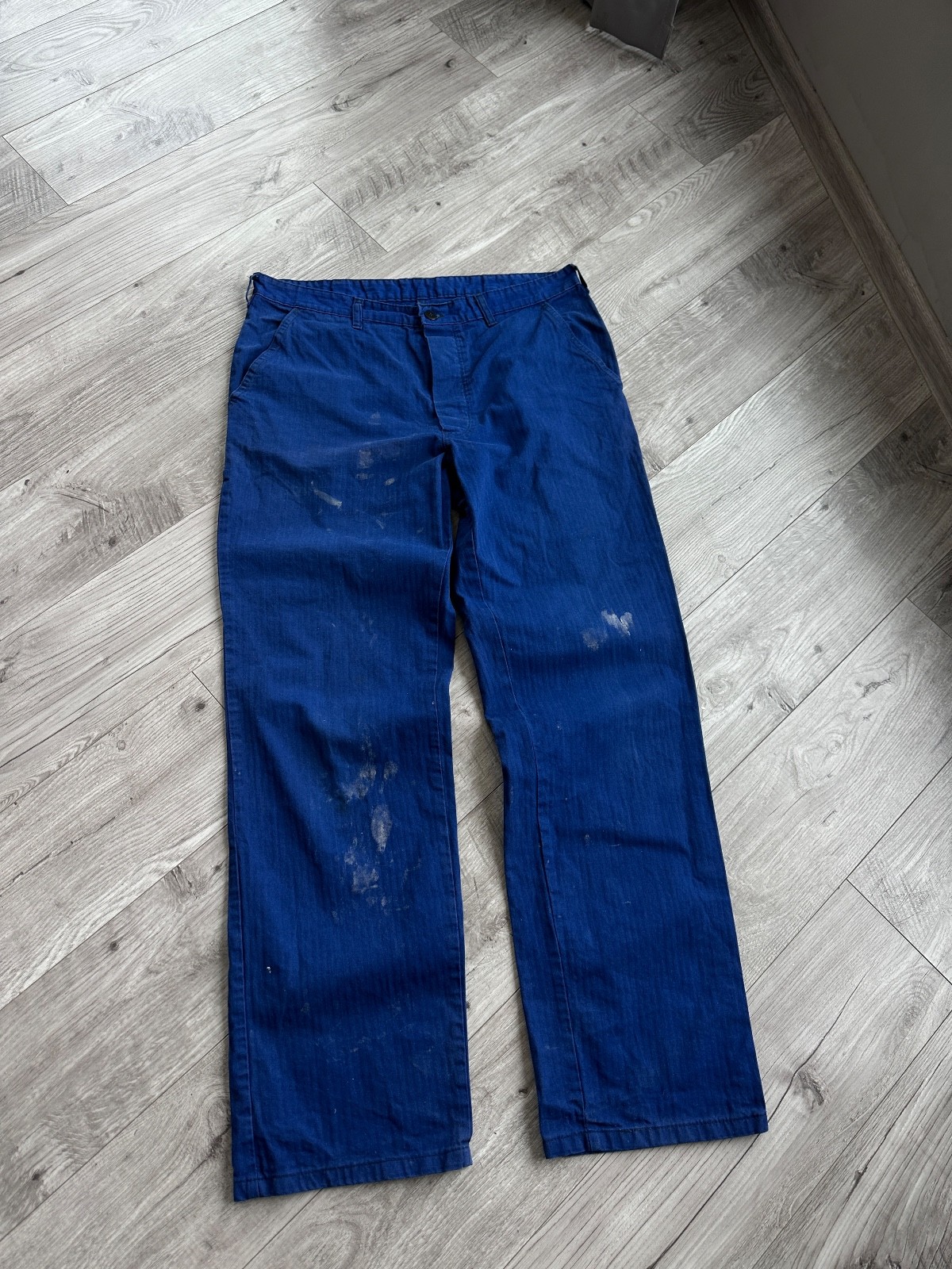Vintage French Work 90s Sanfor men's Blue cotton Work pants Size: L