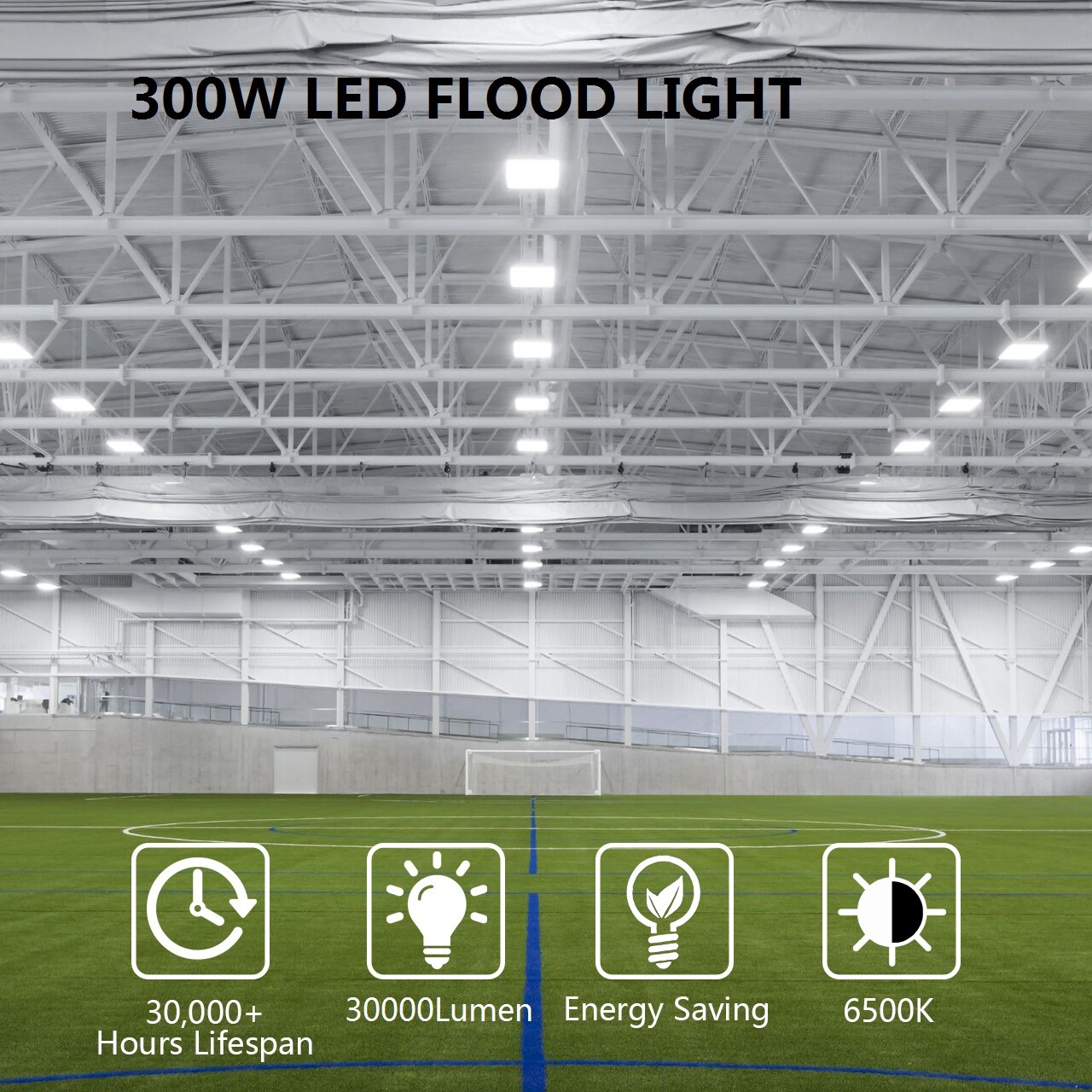 300W LED Flood Light Outdoor Super Bright Waterproof 6500K Daylight White