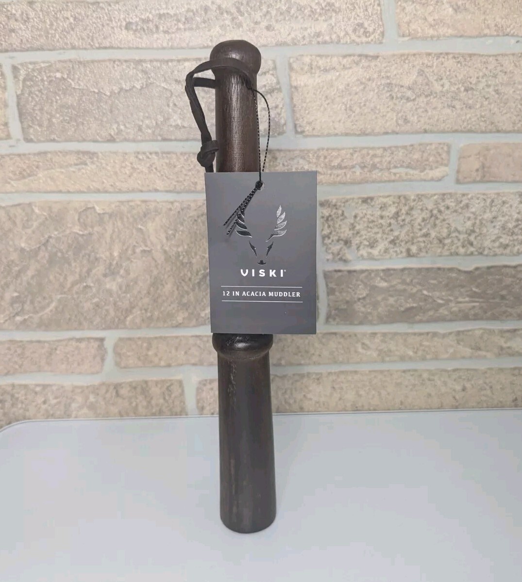 Viski Acacia Wood Cocktail 12" Muddler Bar Utensils, Wooden  Essentials,