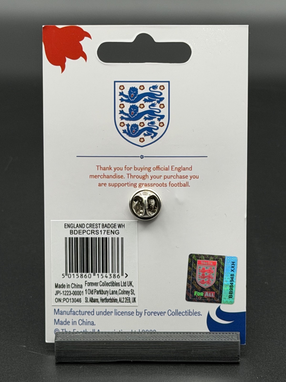 England Soccer Team - Enamel Pin Brooch Pin Lapel Pin - Officially Licensed