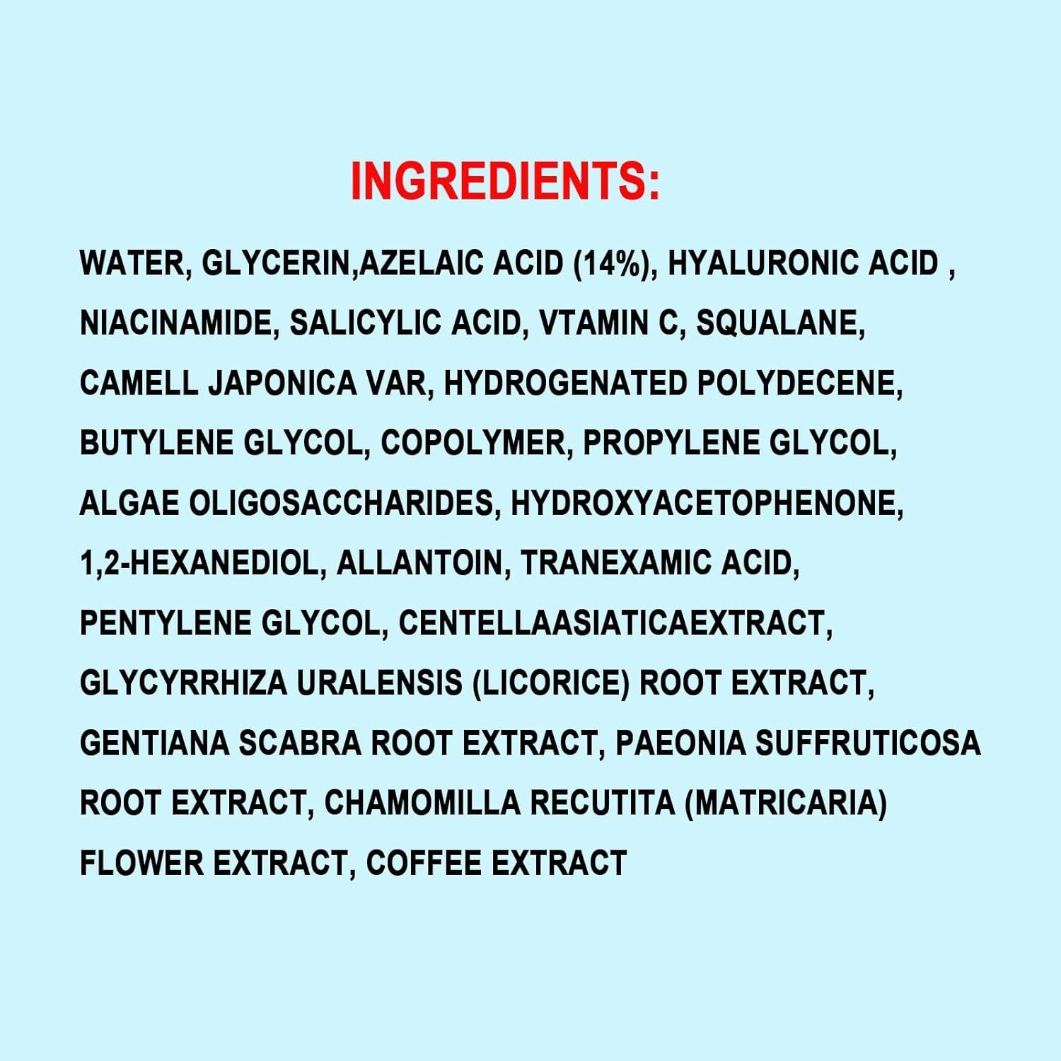 Azelaic Acid 14% Acne Cream for Redness Relief, Dark Spots, Facial Serum with Ni