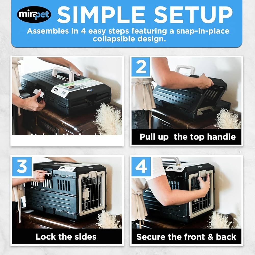 MiraPet USA Pet Carrier & Crate 35" Large Premium Collapsible Design Cat & Dog