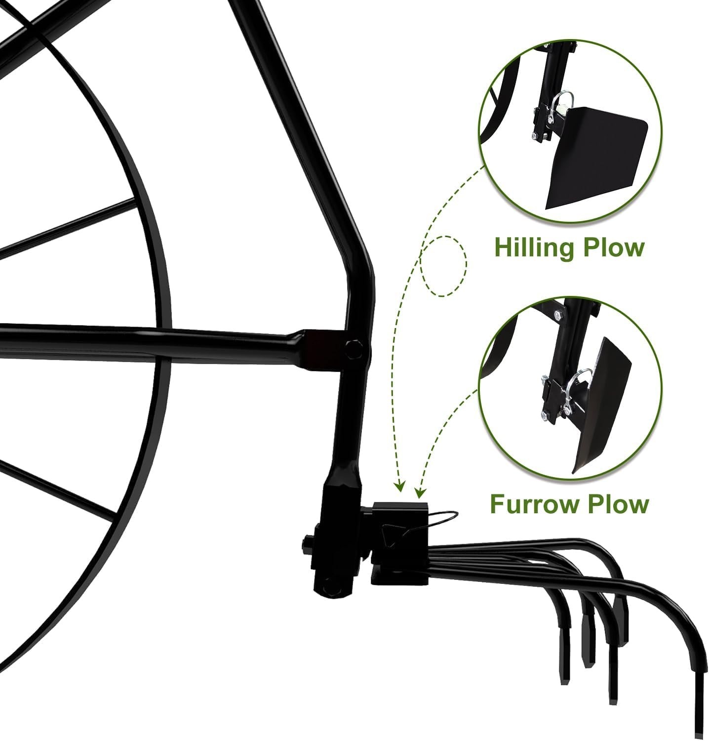 High Wheel Cultivator with Comfort Handle with 3- Position Adjustable, Quick Cha