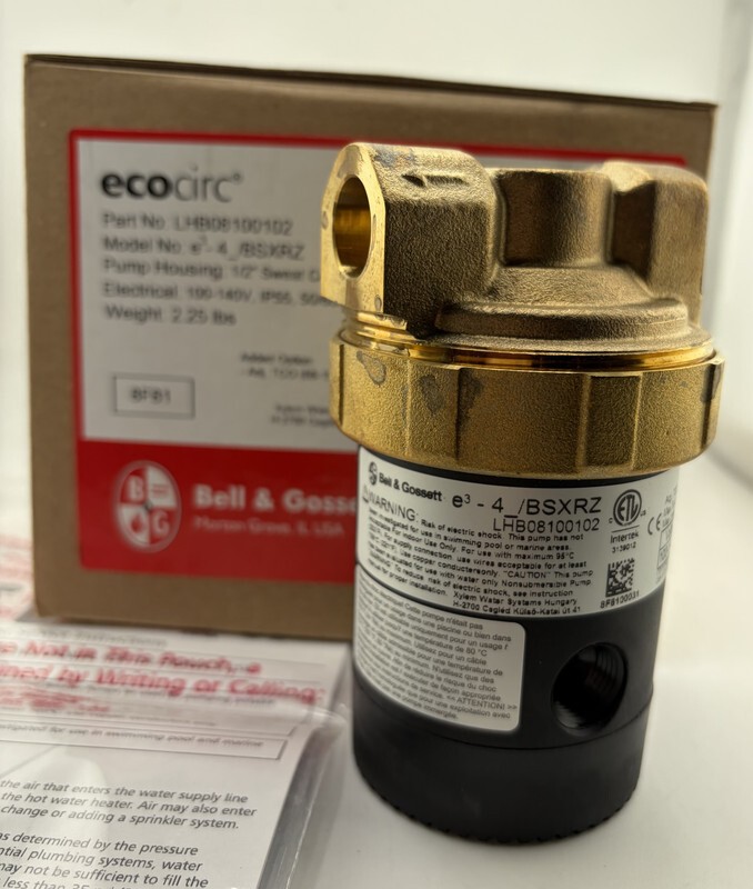 BELL & GOSSETT XYLEM ECOCIRC E3-4 BSXRZ 1/2" SWEAT CONNECTION PUMP LHB08100102
